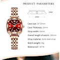 Miniatyrbillede 5 af 5: IC Dam Rose Gold Rød Grøn Ur Lille Kvadratisk Elegant Kjole Diamant Analog Kvarts Luksus Klassisk Mode Vandafvisende Rustfrit