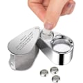 Miniatyrbillede 4 af 5: Pakke med 40X Juveler LED UV Linse Forstørrelsesglas Lup Belyst Juveler Forstørrelsesglas Klud til LED Valutadetektion Juveler Detektering..DEBUNS