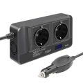 Pikkukuva 1 / 5: 200W auton invertteri, jännitteenmuunnin 12V - 220V älykkäällä LCD-aikakellolla, 2 pistokkeella ja 4 USB C-portilla