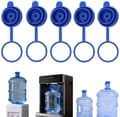 5-pack vattenflasklock 55 mm silikonersättningslock läckagesäkra återanvändbara skruvlock med bärring för vattendispenser och dunk, blå