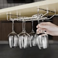 Miniatyrbilde 2 av 5: Sølv Rustfritt Stål Vinstativ Glasstativ Henge Bar Goble 35cm enkelt rad