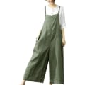 Miniatyrbillede 1 af 5: IC Dam Casual Løse Lange Haklappsbukser Jumpsuits Med Vide Ben Baggy Bomullsbukser Overall Med Lommer PZZ