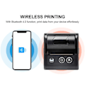Miniatyrbilde 5 av 5: 58mm mini lomme termisk kvitteringsskriver Bærbar trådløs Bluetooth mobil billettskriver Android IOS Windows termisk impresora Hvit