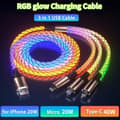 Pikkukuva 1 / 5: Hehkuttava LED-valokaapeli Nopea latauskaapeli Type C Micro USB
