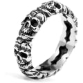 Miniatyrbillede 1 af 5: Mænds Skalle Ring Bånd Rustfrit Stål Smykker Punk Gothic Demon Ring Til Bikere Gave