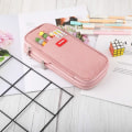Miniatyrbilde 4 av 5: IC 1. klasse Canvas-etui Utvidbar liten lomme Etui Stor kapasitet Ensfarget etui Jenter Gutter Etui (rosa)