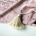 Miniatyrbilde 5 av 5: IC Rektangulær luksuriøs lett bomullslin duk med frynser borddekke kaffeserviet dekorasjonsstripe (rosa, 60x60cm) rosa 60*60