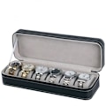 Miniatyrbild 3 av 5: IC 6 Fack Klockbox med Dragkedja Organizer Läder Smycken Klockbox