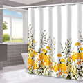 Miniatyrbilde 3 av 5: Dusjforheng, Stoff Dusjforheng Fôret Gult Blomstrete Dusjforheng - 72\" B x 72\" L med 12 kroker for Hjem Hotell Maskinvask Gardiner Vanntett