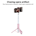 Miniatyrbild 4 av 5: IC Lätt aluminium allt-i-ett utdragbar telefonstativ Selfie Stick Bluetooth med fjärrkontroll - Körsbärsblomspulver