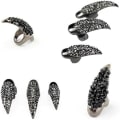 Miniatyrbilde 3 av 5: IG 10 stk Kostymklo Falske Negler Ringsett, Gothic Punk 3 Størrelser Svart