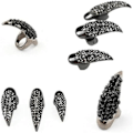 Miniatyrbillede 3 af 5: IG 10 stk Kostymklor Falske Negle Ring Sæt, Gothic Punk 3 Størrelser Sort