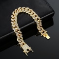 Miniatyrbild 4 av 5: Nytt Fashion Lyx Iced Out Cuban Link Chain Armband För Kvinnor Män Guld Silver Färg Bling Rhinestone Armband Kedja Smycken