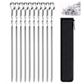 Miniatyrbillede 1 af 5: IC Metall Kebabspyd Platter Lange Rustfrit Stål Brede Genanvendelige BBQ Grill Shish Kabob Sticks Grillspyd