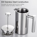 Miniatyrbillede 3 af 5: 350 ml dobbelt væg rustfrit stål fransk presse kaffemaskine med rustfrit stål filter, kaffekande isoleret kaffekande Press Filterkande Kaffepresse