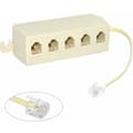 6P4C RJ11 Telefon Modulær Jack Linjesplitter Adapter Beige 1-inn-5-ut
