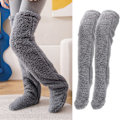 Pikkukuva 2 / 5: Over Knee High Fuzzy Long Socks Plyschstrumpor Benvärmare Vinn Brown one size