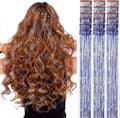 Hårglitter, kongeblå, glitterextensions, varmebestandig, sett med 18