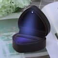 Miniatyrbillede 3 af 5: IC LED Ringæske Hjerteformet Fløjlsbeklædt Æske med Lys til Forlovelse - Sort
