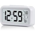 Miniatyrbild 1 av 5: IC Vit digital väckarklocka, tyst batteridriven bakgrundsbelysning, stor LED-display temperaturkalender