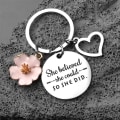 Miniatyrbillede 4 af 5: Stål nøglering rosa onblad elsker vedhæng lader nøglering IC
