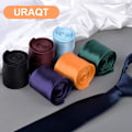 Miniatyrbillede 7 af 7: Klassisk ensfarvet satin slips til mænd - Premium slips i ren farve til mænd - Formelle sorte slips til mænd - Business bryllupsfest arbejde slips 8cm Orange satin