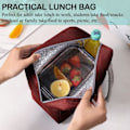 Pikkukuva 2 / 5: IC Söta Lunchpåsar för Kvinnor, Tecknad Termisk Lunch Tygpåse Lunchlåda Behållare Kylare för Vuxna Pojkar Flickor Skol Picknickresor (Vinröd Kanin)