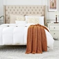 Pikkukuva 3 / 5: IC Stickad filt Lätt bränd orange filt 100 % ekologisk bomull för bäddsoffa Baby, Rustik Nostalgi Chic, 129,54 cm x 160,02 cm