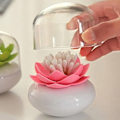 Miniatyrbillede 4 af 5: IG Bomuldspind Organizer Lotus Form Vatpind Kosmetisk Opbevaring Rosa