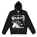 Miniatyrbilde 1 av 2: IC Y2k Glidelåshettegenser Anime Y2k Grafik Kvinne Goth Genser Sportrock Oversized Hoodie Jakke CNMR Hvit XL