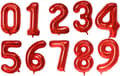 Talballon - Folieballon - 40cm - Rød - Tal 0