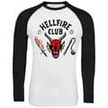 Stranger Things Hellfire Club Raglan Sweatshirt med rødt dæmonlogo til fans og gamere, sort og hvid CB01 M