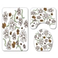Miniatyrbillede 4 af 5: IC Lille serie af friske blomster trykte rose firedelt polyester bruseforhæng toilet gulvmåtte, A9