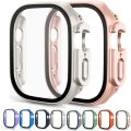 Miniatyrbild 2 av 5: 2-pack härdat glasfodral för Apple Watch Ultra 49 mm med inbyggt skärmskydd, full täckning för iWatch Series Ultra 49 mm