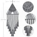 Miniatyrbillede 4 af 5: IC Makramé Vævet Væghængende Drømmfangere Trekant Tassel Geometrisk Kunst Boho Baggrund Boheme Hjemindretning Vægkunsthåndværk Smuk Lejlighed (Grå)