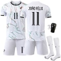 Miniatyrbillede 1 af 7: 25-26 Portugal udebane hvid fodbolduniform sæt nr. 7 Ronaldo nr. 10 B Silva trøje 8 B Fee 11 Phillips No. 11 with socks + protective gear #twenty two