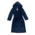 Miniatyrbillede 3 af 5: Vinterkåbe i varm fleece til kvinder med hætte, lang badekåbe i plysch Navy XL