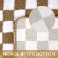 Miniatyrbild 2 av 4: IC Rutig badrumsmatta, grön halkfri vattenabsorberande badmatta, lyxig maskintvättbar badmatta Mjuk mikrofiber Geometriska Shag-golvmattor, 18\"x25\"
