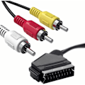 Miniatyrbilde 1 av 5: 1,5 m Scart til 3RCA hannkabel, Scart hann til RCA hann omkoblingsbar lyd video AV-kabel adapter konverter lyd video for TV, DVD VCR