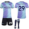 Miniatyrbillede 1 af 2: 2024-2025 Arsenal Udebane Børne Voksen Fodboldtrøje Med Strømper No.29 HAVERTZ No.29 HAVERTZ 16