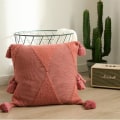 Miniatyrbillede 5 af 5: IC Blødt Tuftet Strikket Pudebetræk med Kvaster Firkantede Pudebetræk Pudebetræk til Stue Sofa Sofa Soveværelsesindretning (Rosa, 18\"x18\")