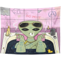 Miniatyrbilde 1 av 4: IC Alien Smoke and Chill Gobeläng for Baderom Smoke Briller Hjeminnredning Veggdekor for Stue Soverom (73*95cm Plus Cashmere)