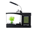 Miniatyrbillede 1 af 5: IC Kreativ multifunktionel USB Mini Akvarium Fiskedam LED Lampe Pen Liten Guldfisk Skål Sort