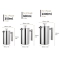 Miniatyrbillede 2 af 5: 350 ml dobbelt væg rustfrit stål fransk presse kaffemaskine med rustfrit stål filter, kaffekande isoleret kaffekande Press Filterkande Kaffepresse