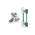 Miniatyrbilde 3 av 5: Sett med 4 doble ruller - for skyvedusjdør, 2 hjul 23 mm diameter sinklegering bad..DEBUNS