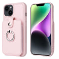 Pikkukuva 1 / 4: IC Apple iPhone 15 -sarjan matkapuhelin kotelo anti-drop korttipaikka puhelin nahkakotelo Vaaleanpunainen iPhone 15