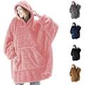 Miniatyrbillede 1 af 5: Hættetrøje-tæppe, Oversized Sherpa Hættetrøje, Bærbar Hættetrøje-tæppe, Super Blød Varmt Behageligt Tæppe-Hættetrøje, One Size Passer Alle Voksne Pink