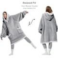 Miniatyrbillede 4 af 6: Bærbar Filt-Hættetrøje - Sherpa Fleece-Hættefilt til Voksen som Gave, varm og behagelig Filttrøje med Gigantlomme både Indendørs og Udendørs