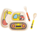 Miniatyrbillede 1 af 5: IC Barn Tallerkensæt Bambu Toddler Tallerkener Spisesæt Middagsfad Sæt Baby Foder Spildsikker Delbar Tallerken - 1 Gravemaskine
