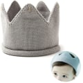 Miniatyrbild 3 av 5: IC Baby Födelsedagskrona Pannband Hatt Kronstickad Hatt Huvudbonad Festmössa Baby Dop Dekoration - Grå